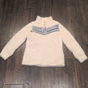 Weatherproof Vintage Cream Sherpa Fleece 1/4 Zip Pullover Sweater Men Small Soft